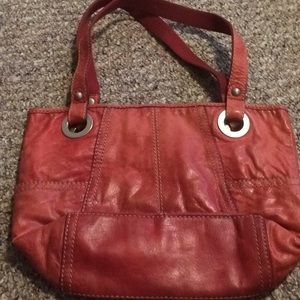 Red Fossil leather bag